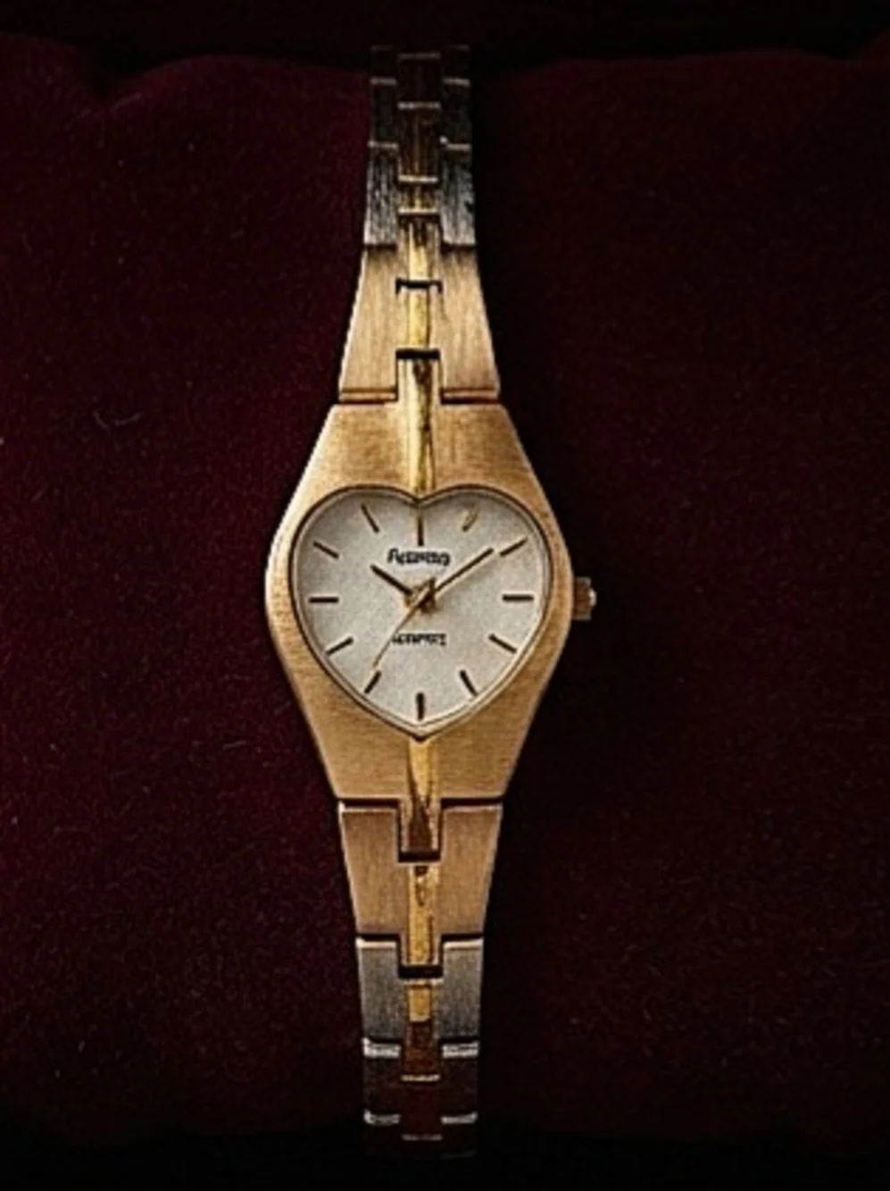 Rare Vintage Armitron Gold Tone Heart-Shaped Women's Quartz Watch Swiss Parts